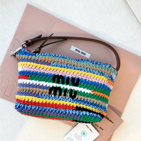 MIU MIU Multicolored Crochet Pouch Bag - Picture 1 of 15
